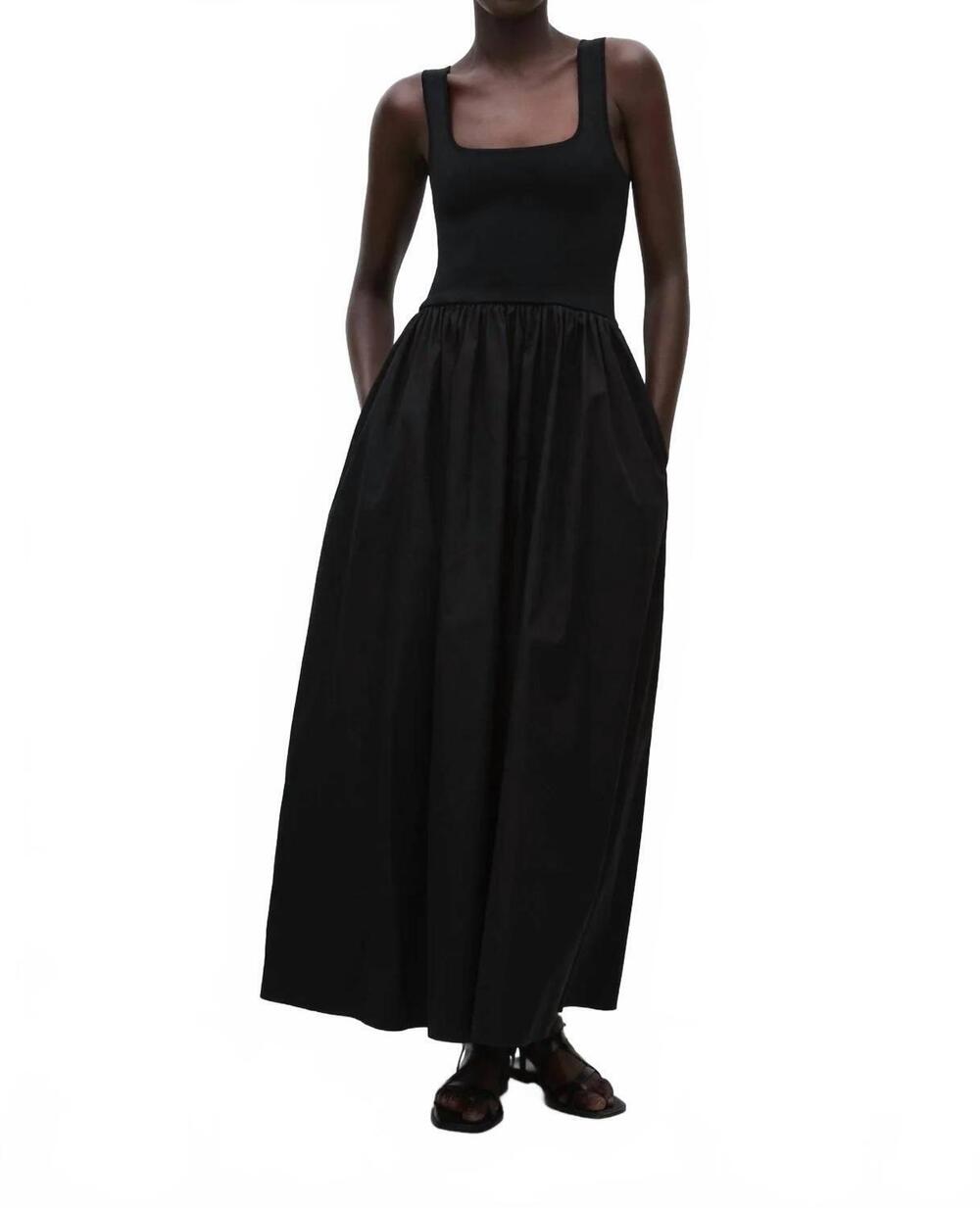 NEW MATTEAU knit and cotton dress in black